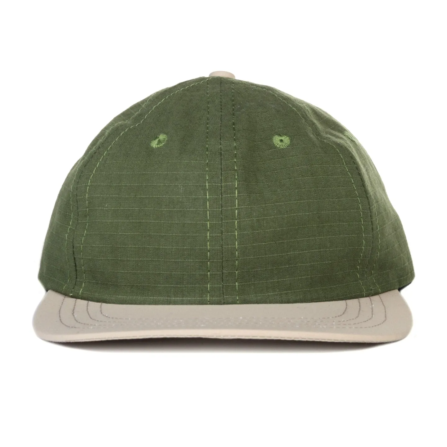 LITE YEAR 6 PANEL CAP 2 TONE COTTON RIPSTOP / NYLON OLIVE / SAND