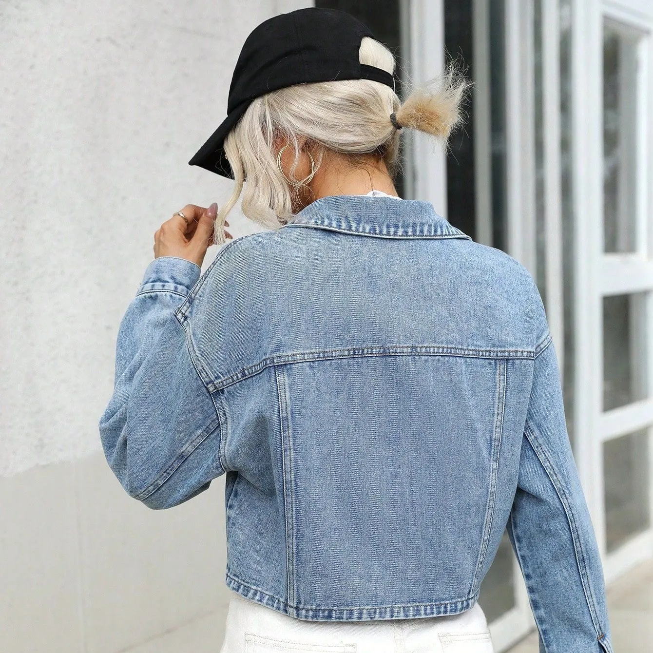 Loose Fit Short Denim Jacket