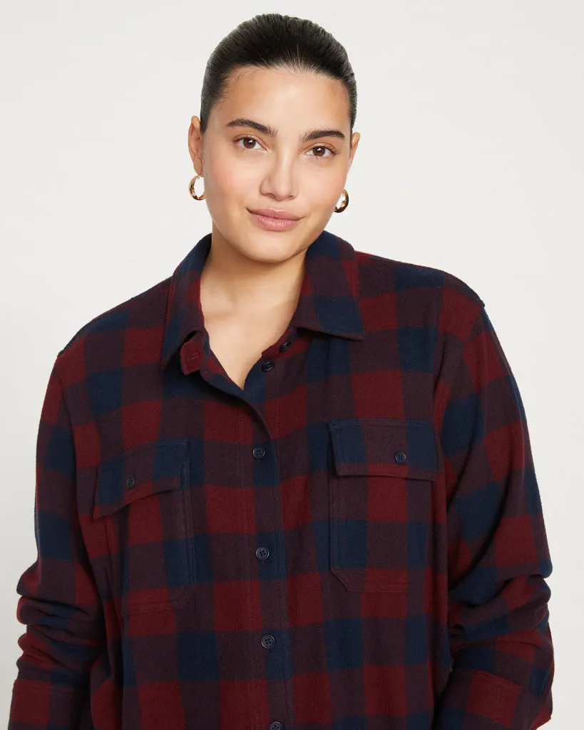 Maine Stretch Flannel Shirt - Black Cherry Plaid