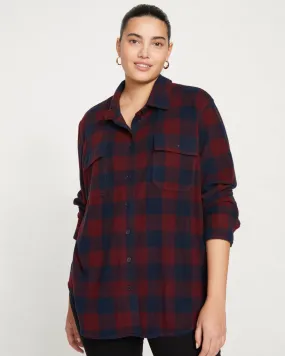 Maine Stretch Flannel Shirt - Black Cherry Plaid