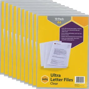 Marbig Ultra Letter Files Heavy Duty A4 Clear Pack 100 BULK