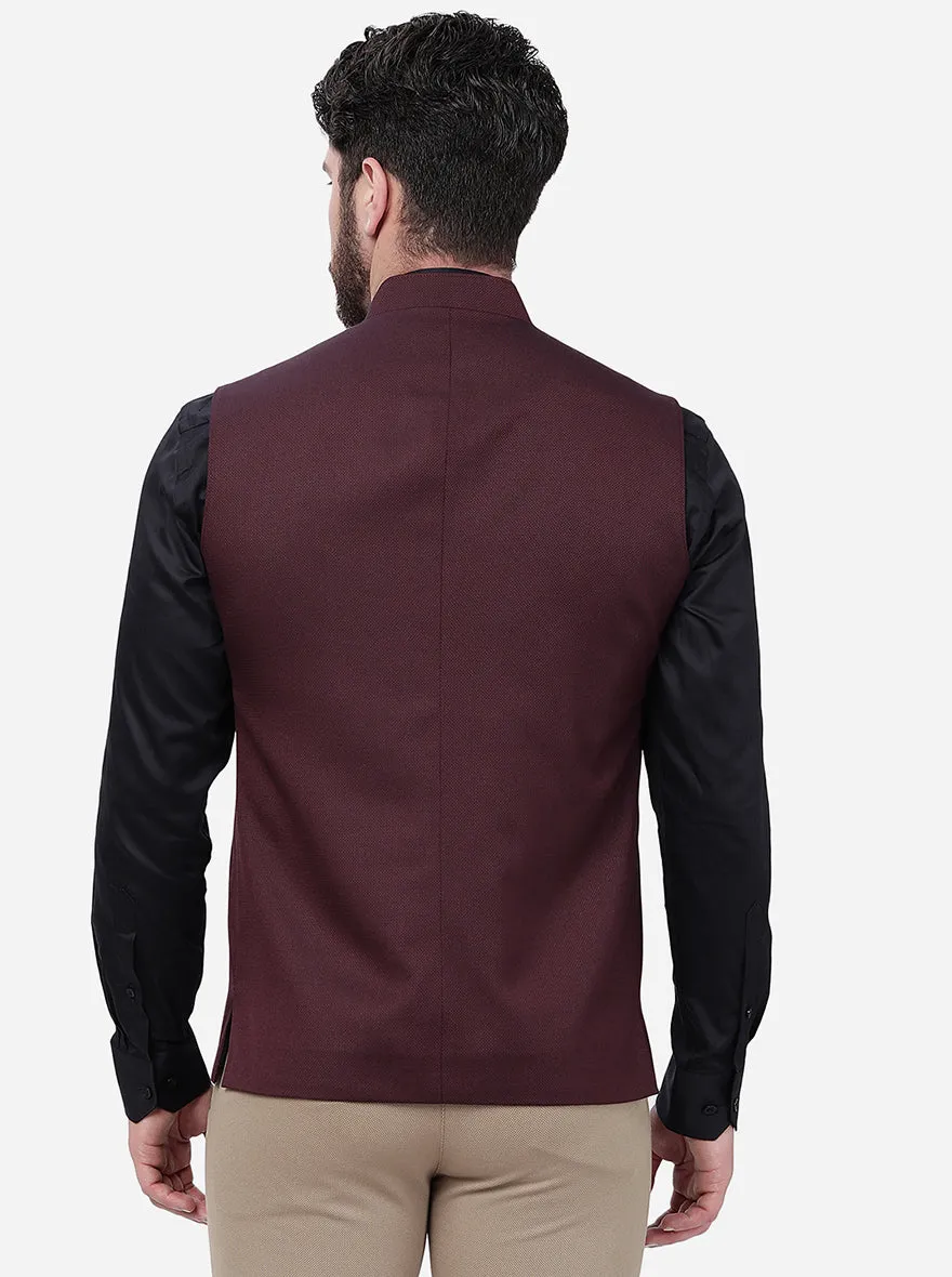 Maroon Solid Regular Fit Modi Jacket | JadeBlue