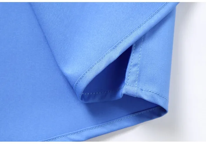 Men's Casual Blue Wrinkle-resistant Comfortable Long Sleeve Shirts