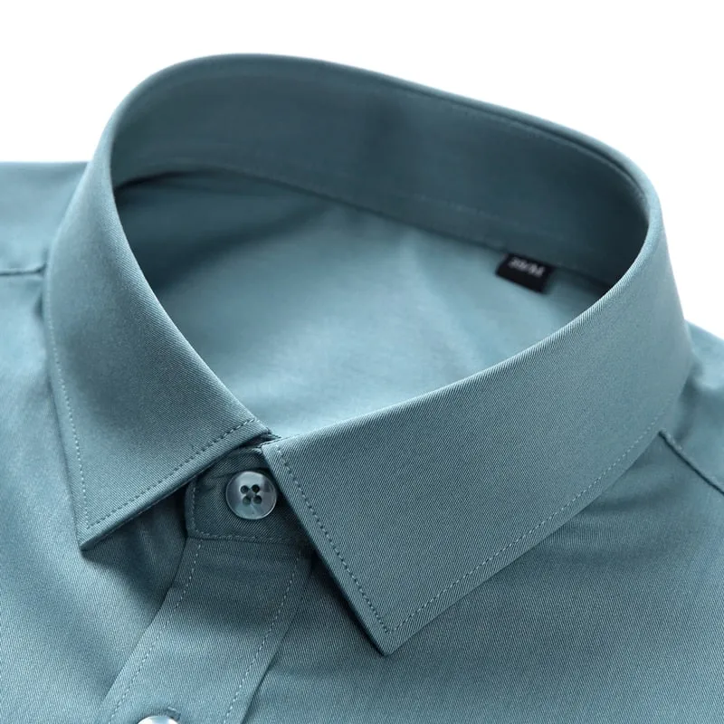 Men's Casual Blue Wrinkle-resistant Comfortable Long Sleeve Shirts