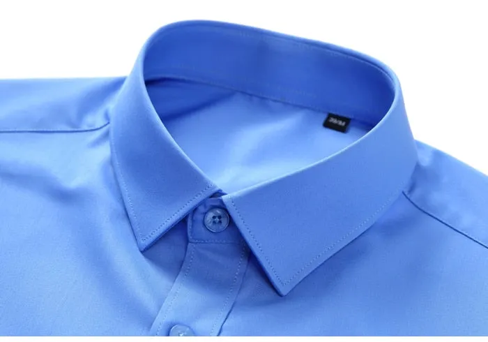 Men's Casual Blue Wrinkle-resistant Comfortable Long Sleeve Shirts