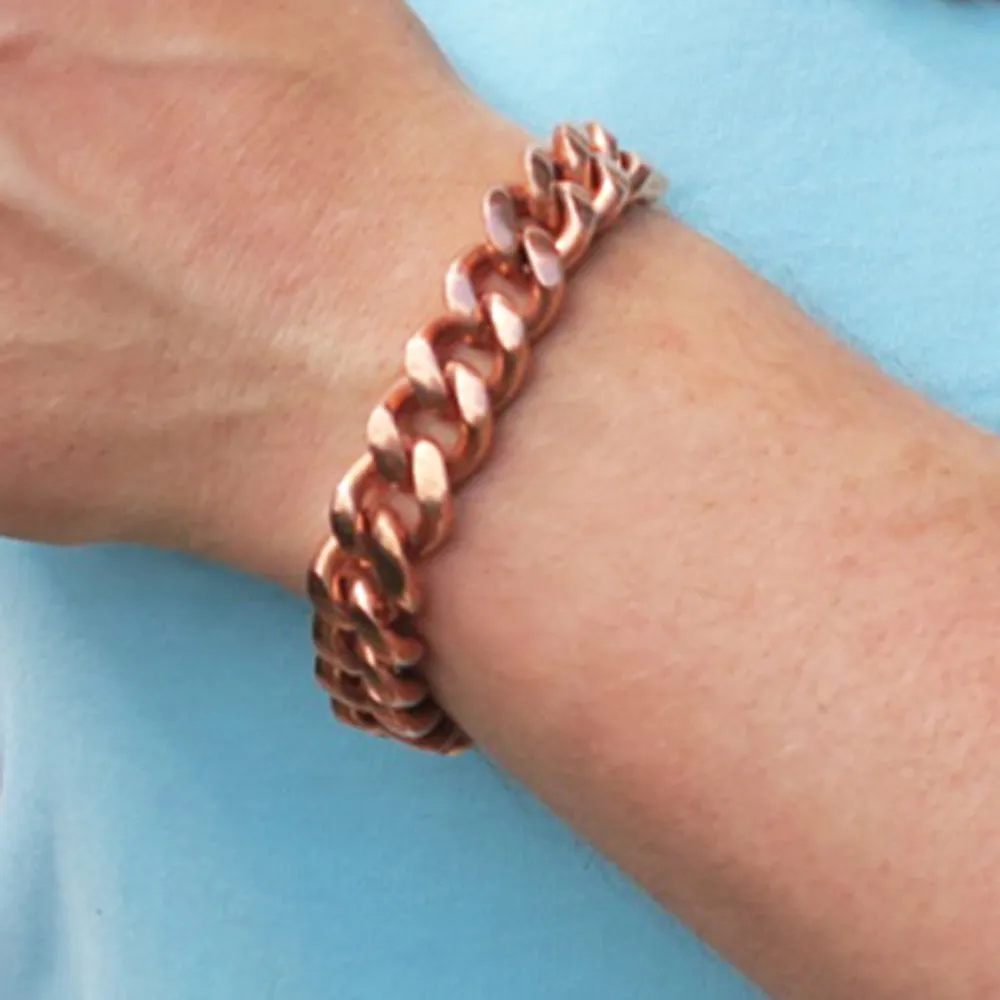 Men's Extra Bold 13mm Copper Cuban Curb Chain Bracelet  B79R Men's Solid Copper Bracelet Chain 8.5 Inch