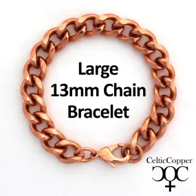 Men's Extra Bold Copper Bracelet Chain B79L Solid Copper 13mm Curb Bracelet Chain Large 9 Inch