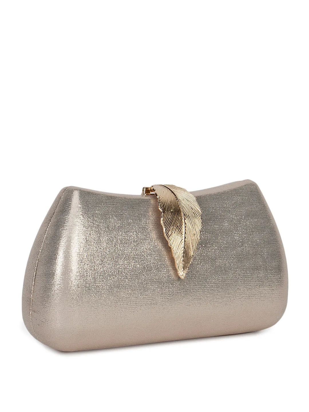 Metallic Leaf Buckle Clutch