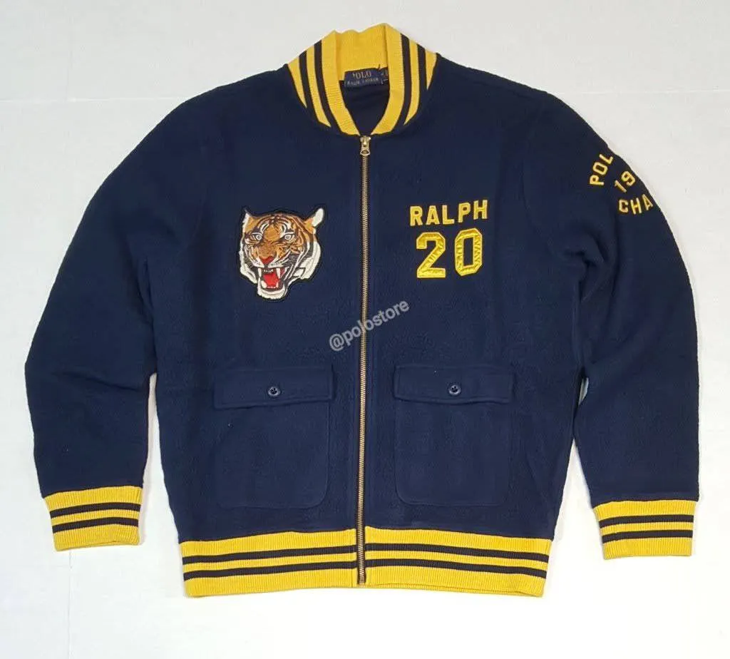 Nwt Polo Ralph Lauren Navy R.L. Naval Tigers 1967 Champs Fleece Patch/Embroidered Jacket