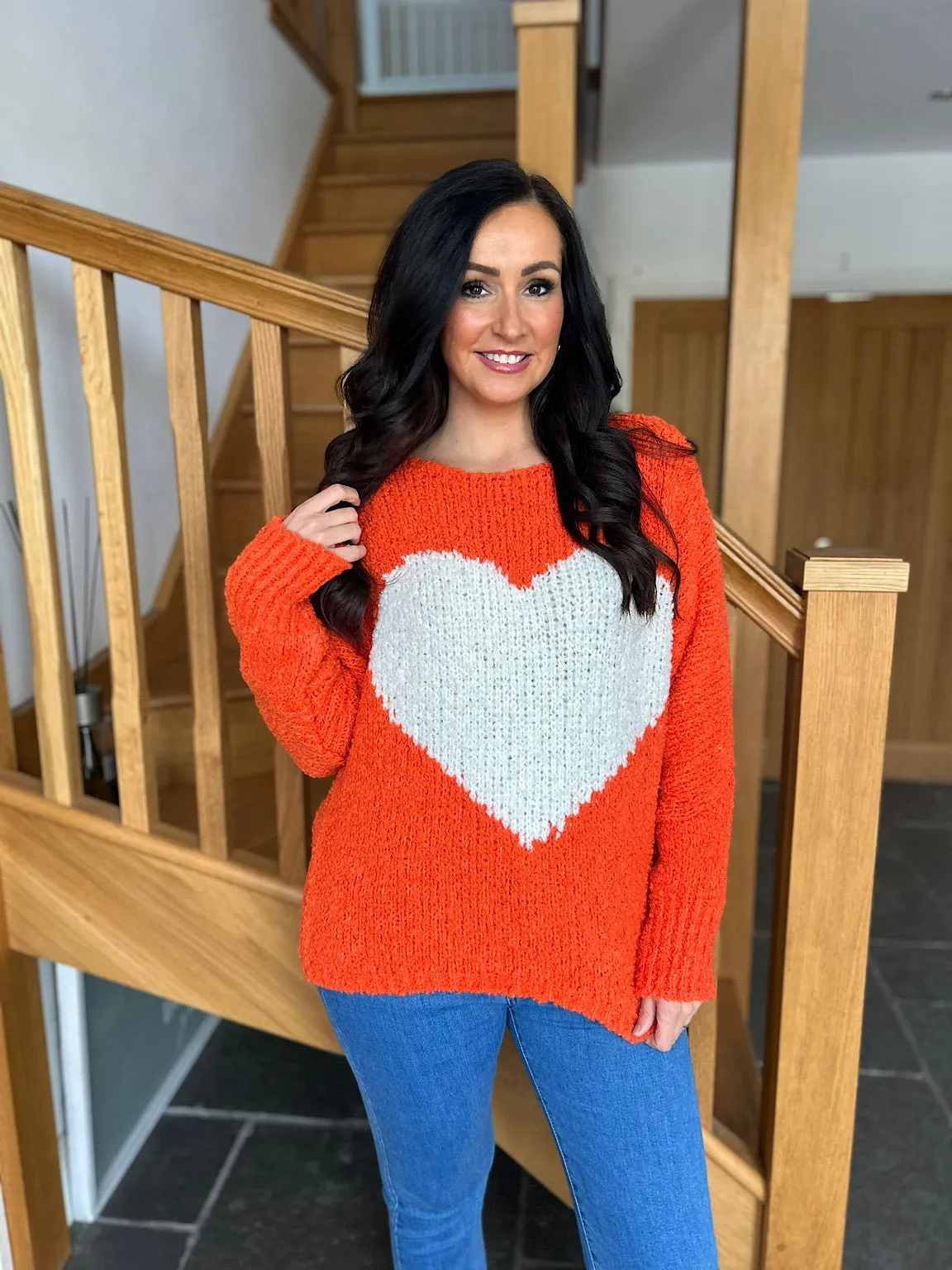 Orange Popcorn Heart Knit Julia