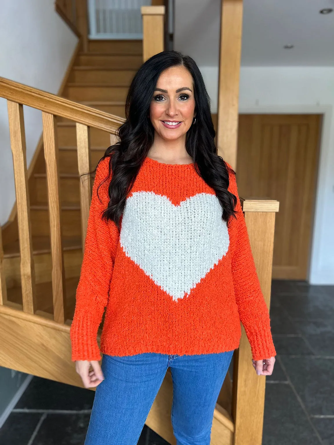 Orange Popcorn Heart Knit Julia