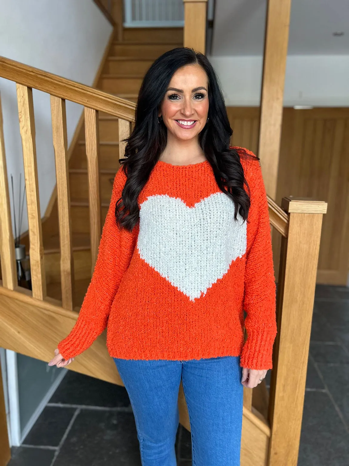 Orange Popcorn Heart Knit Julia