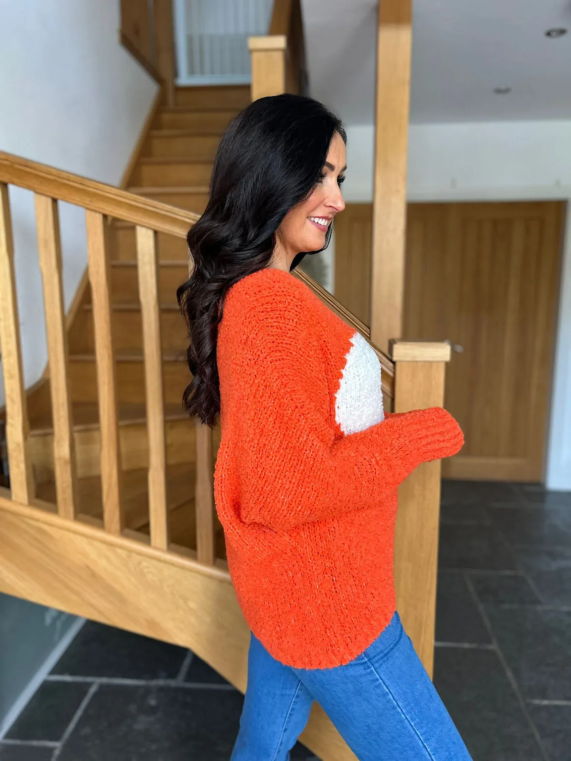 Orange Popcorn Heart Knit Julia