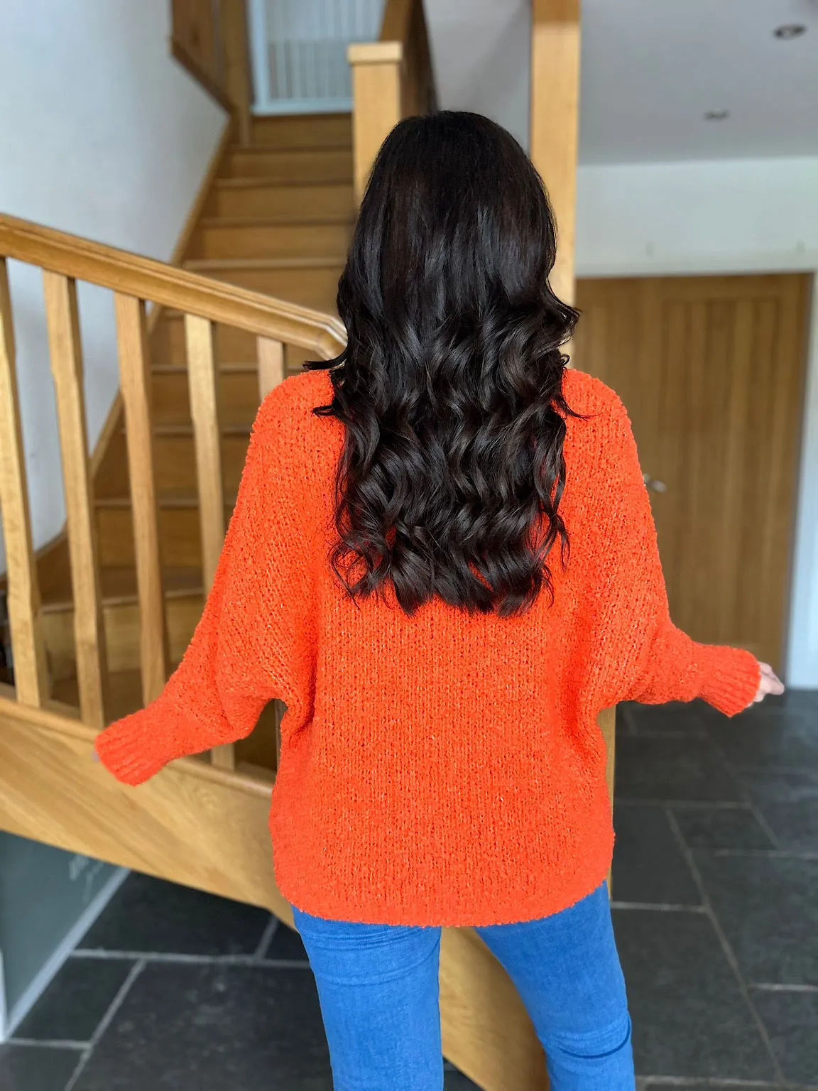 Orange Popcorn Heart Knit Julia