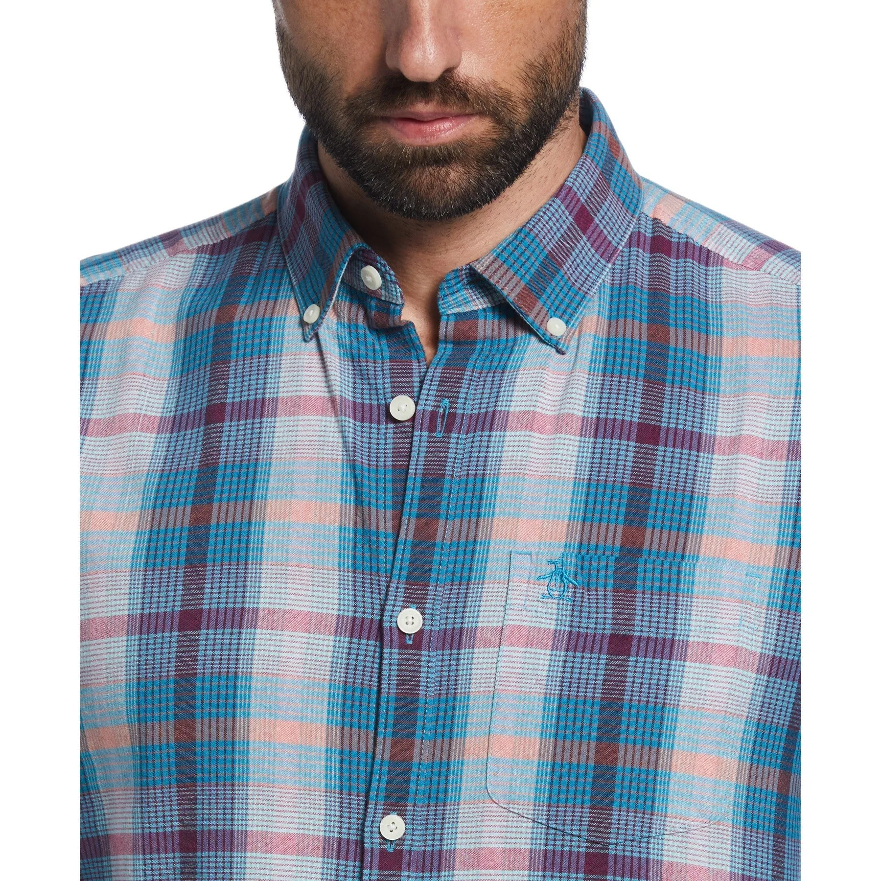 Original Penguin Mens Plaid Check Shirt - Long Sleeved