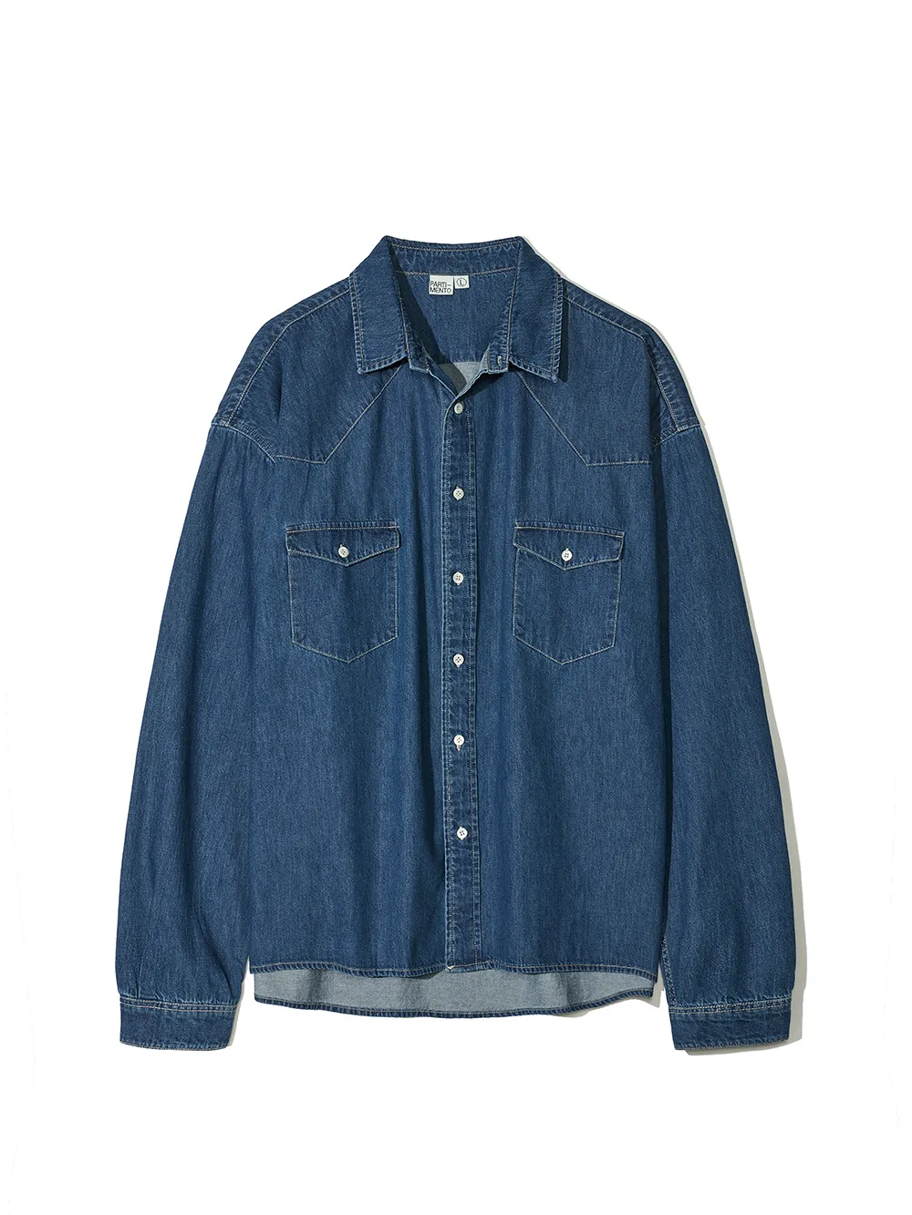 PARTIMENTO  |Denim Street Style Long Sleeves Plain Cotton Shirts