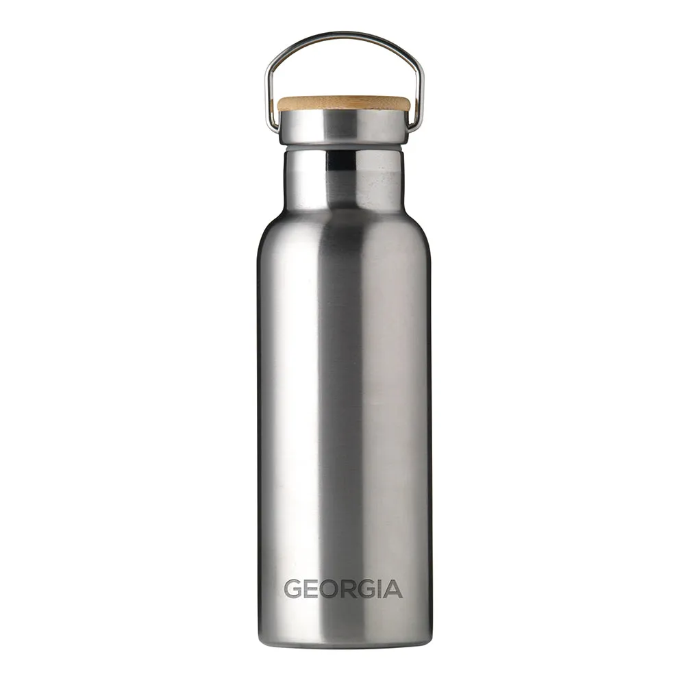 Personalised Insulated Bottle 17oz Bamboo Lid - Small Personalisation