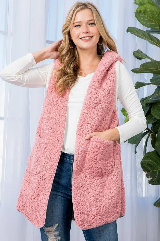 PINK SHERPA LONG VEST