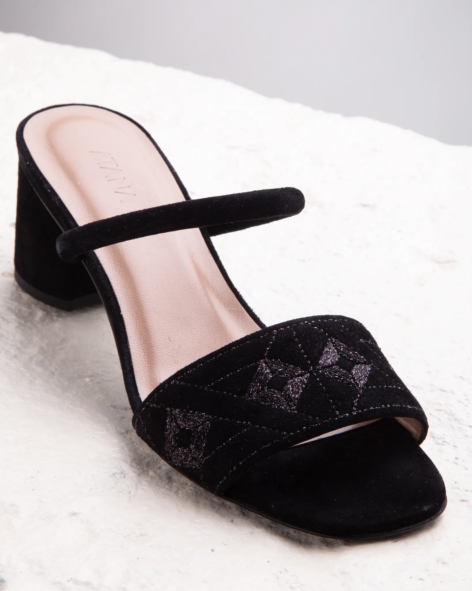 Quilted Diamond Mule 55 Black