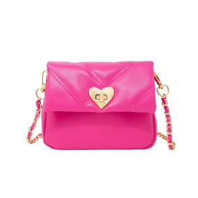 Quilted Heart Lock Purse - Hot Pink