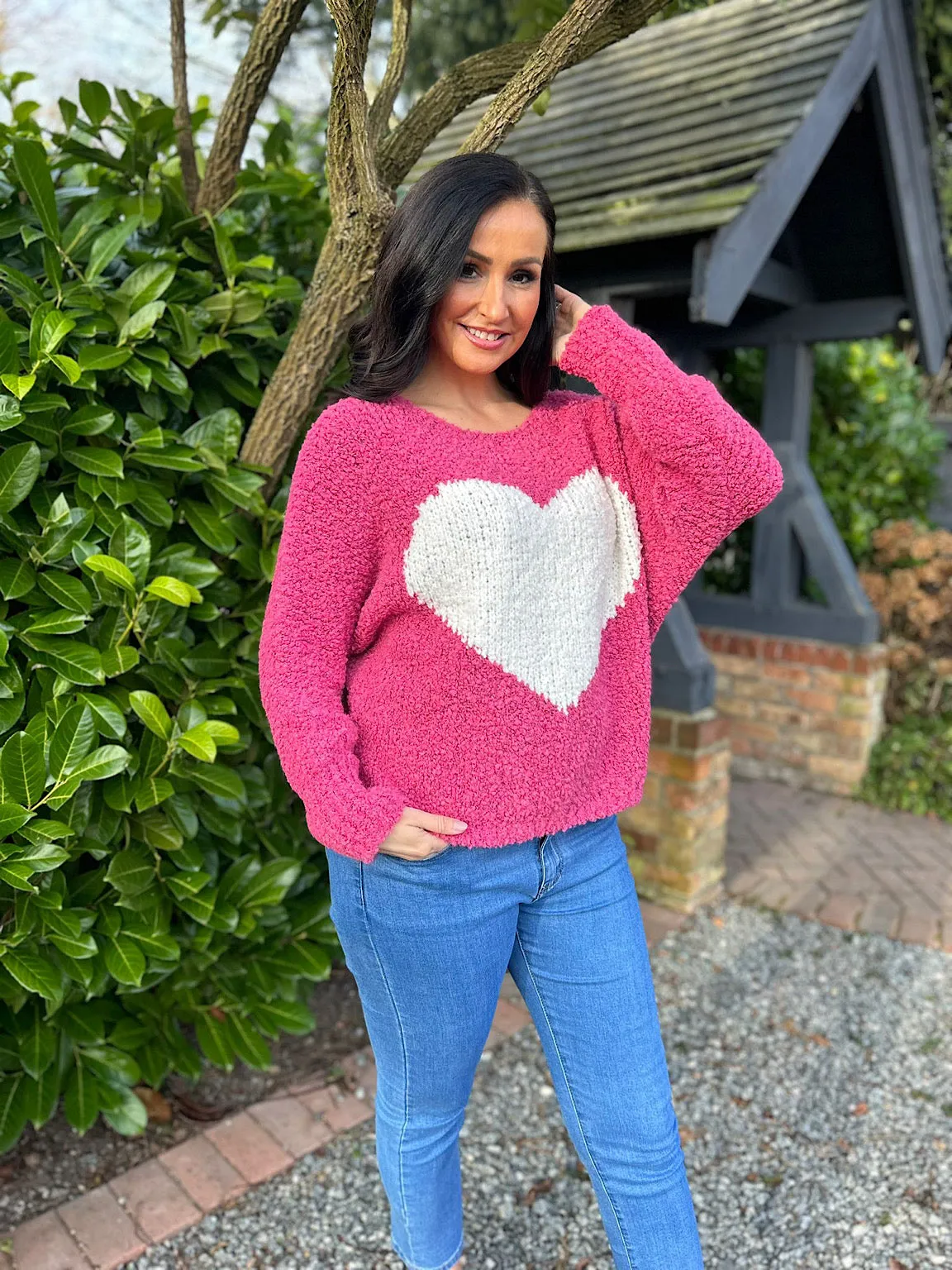 Raspberry Popcorn Heart Knit Julia