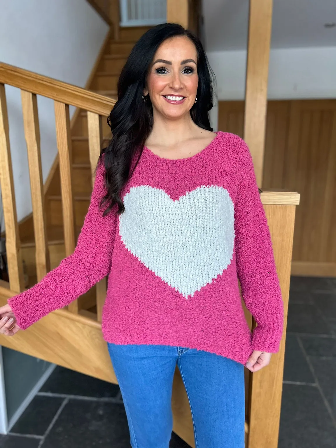 Raspberry Popcorn Heart Knit Julia