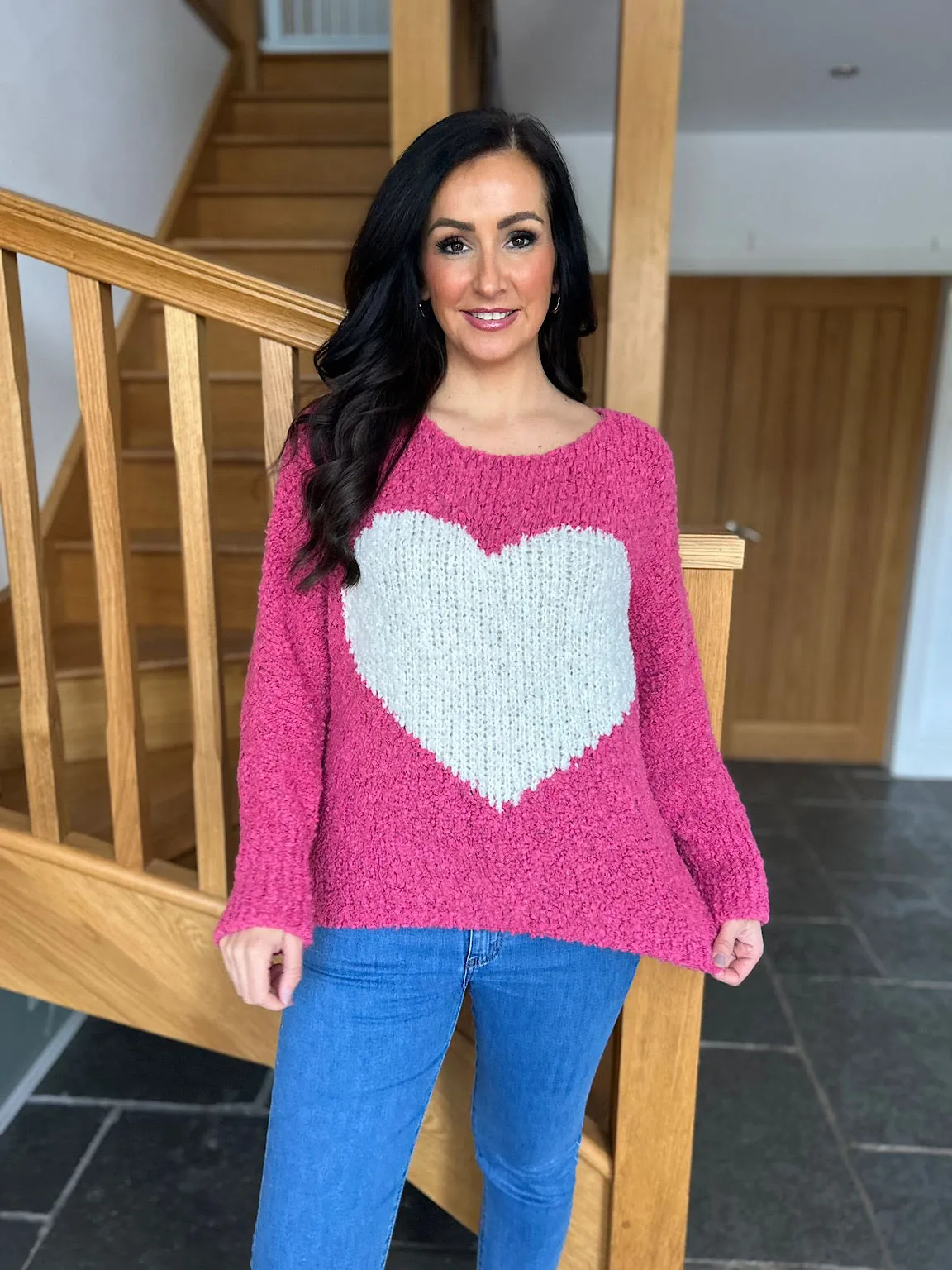 Raspberry Popcorn Heart Knit Julia