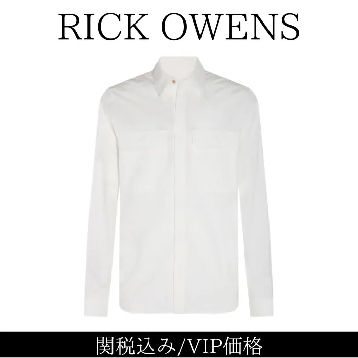 RICK OWENS  |Street Style Long Sleeves Plain Cotton Designers Shirts