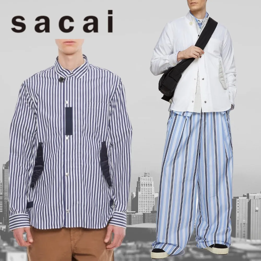 sacai  |Stripes Nylon Street Style Long Sleeves Plain Cotton