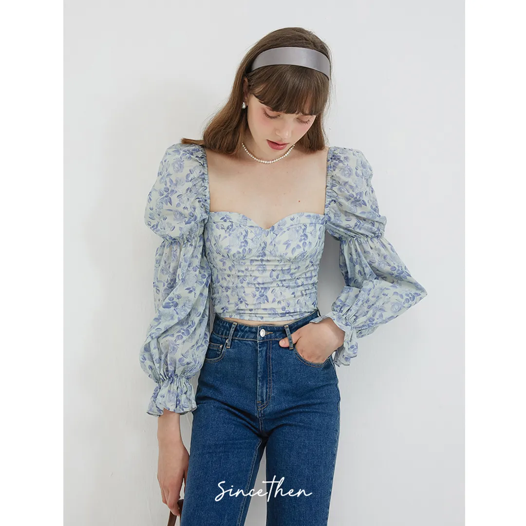 Since Then  |Flower Patterns Casual Style Long Sleeves Cotton