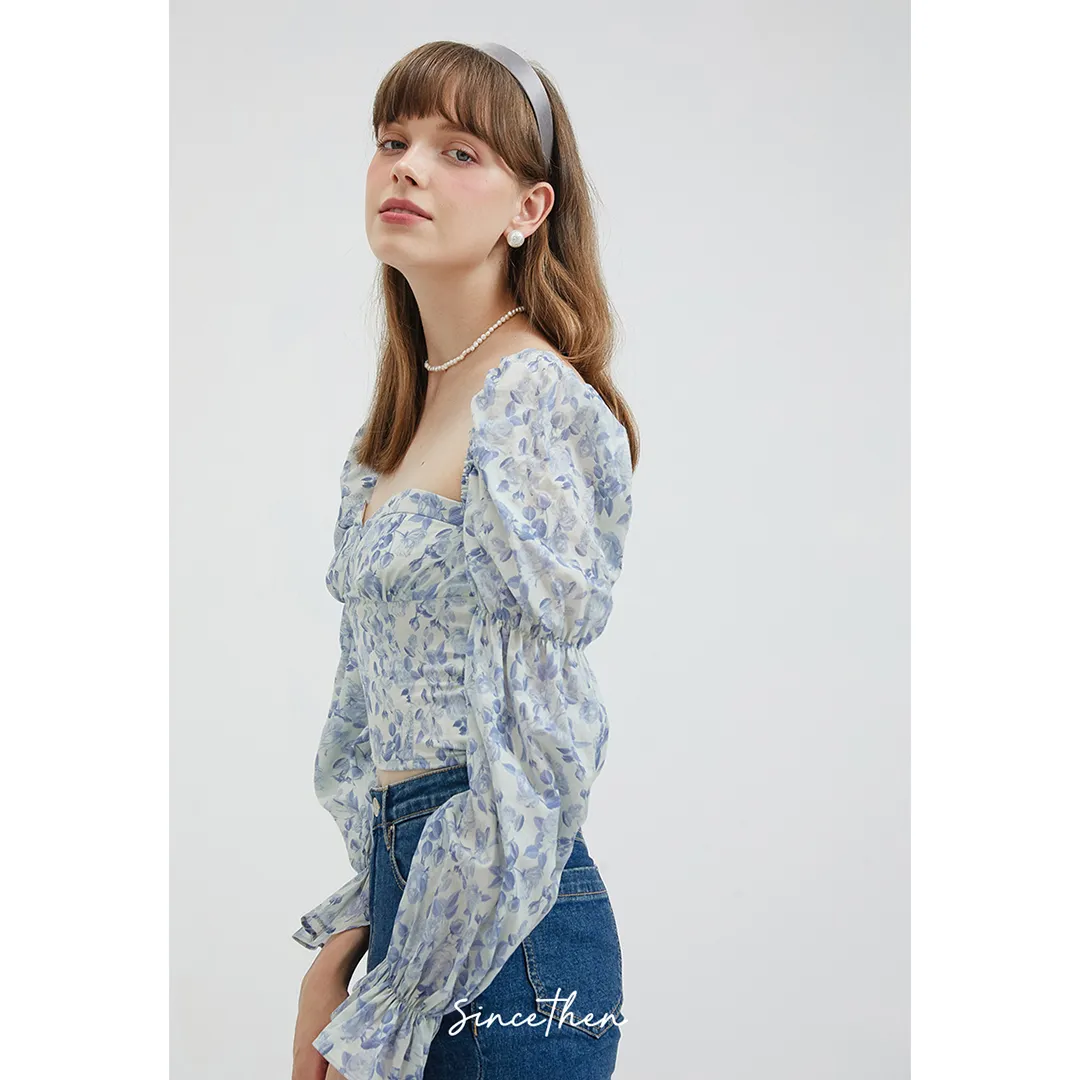 Since Then  |Flower Patterns Casual Style Long Sleeves Cotton