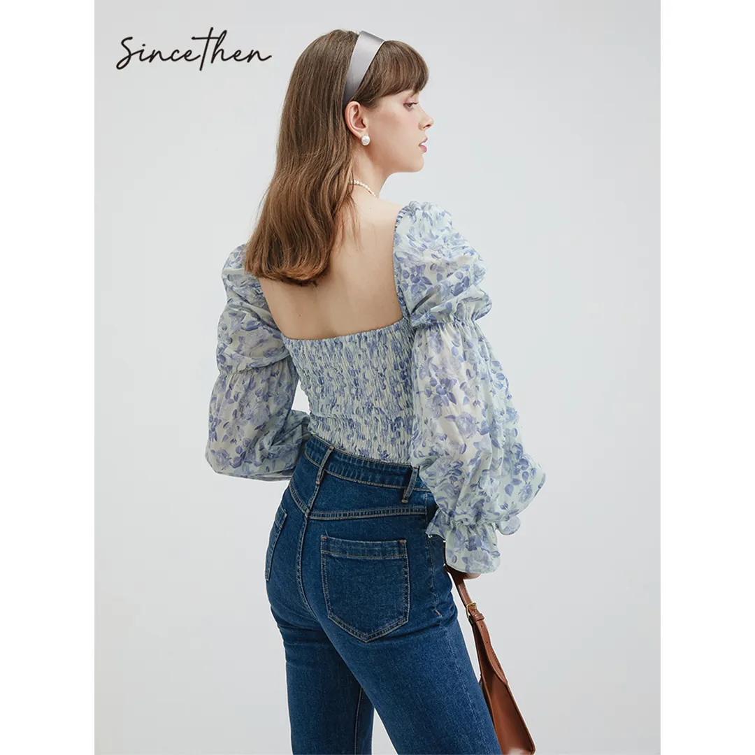 Since Then  |Flower Patterns Casual Style Long Sleeves Cotton