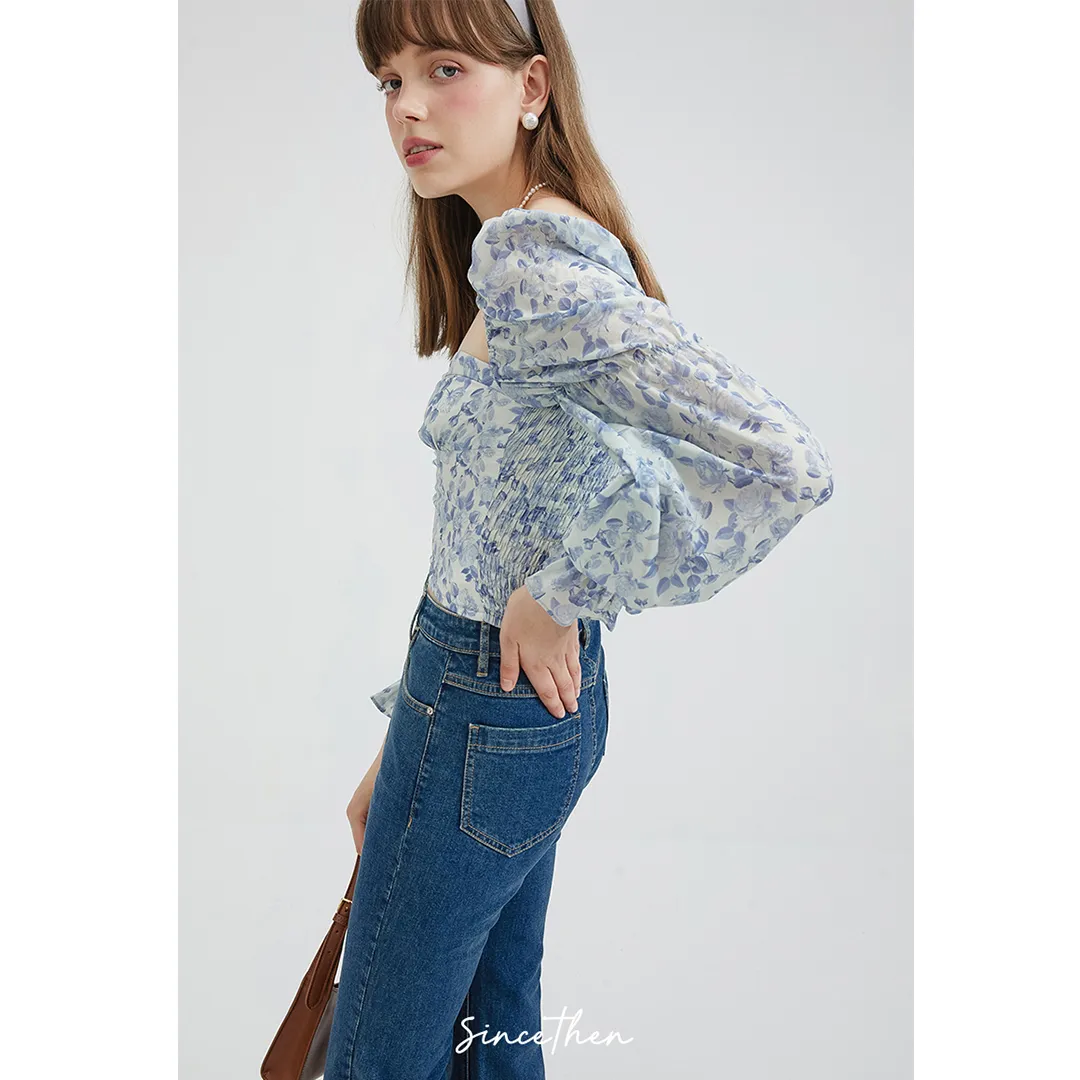 Since Then  |Flower Patterns Casual Style Long Sleeves Cotton