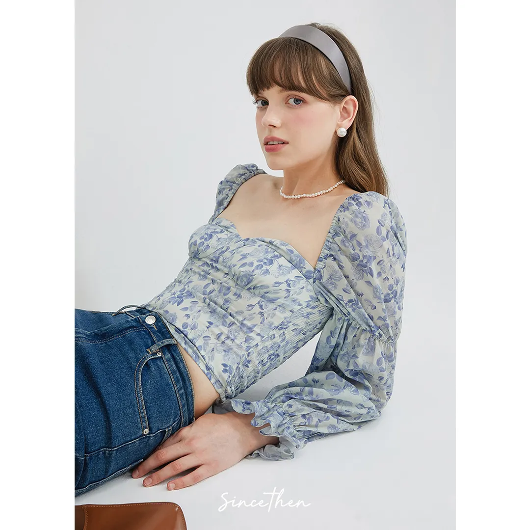 Since Then  |Flower Patterns Casual Style Long Sleeves Cotton