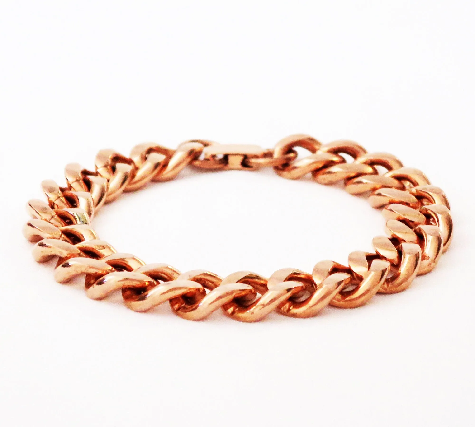 Solid Copper Bracelet Chain B79-8 Men's Bold 8 Heavy Duty Copper Cuban Curb Chain Bracelet