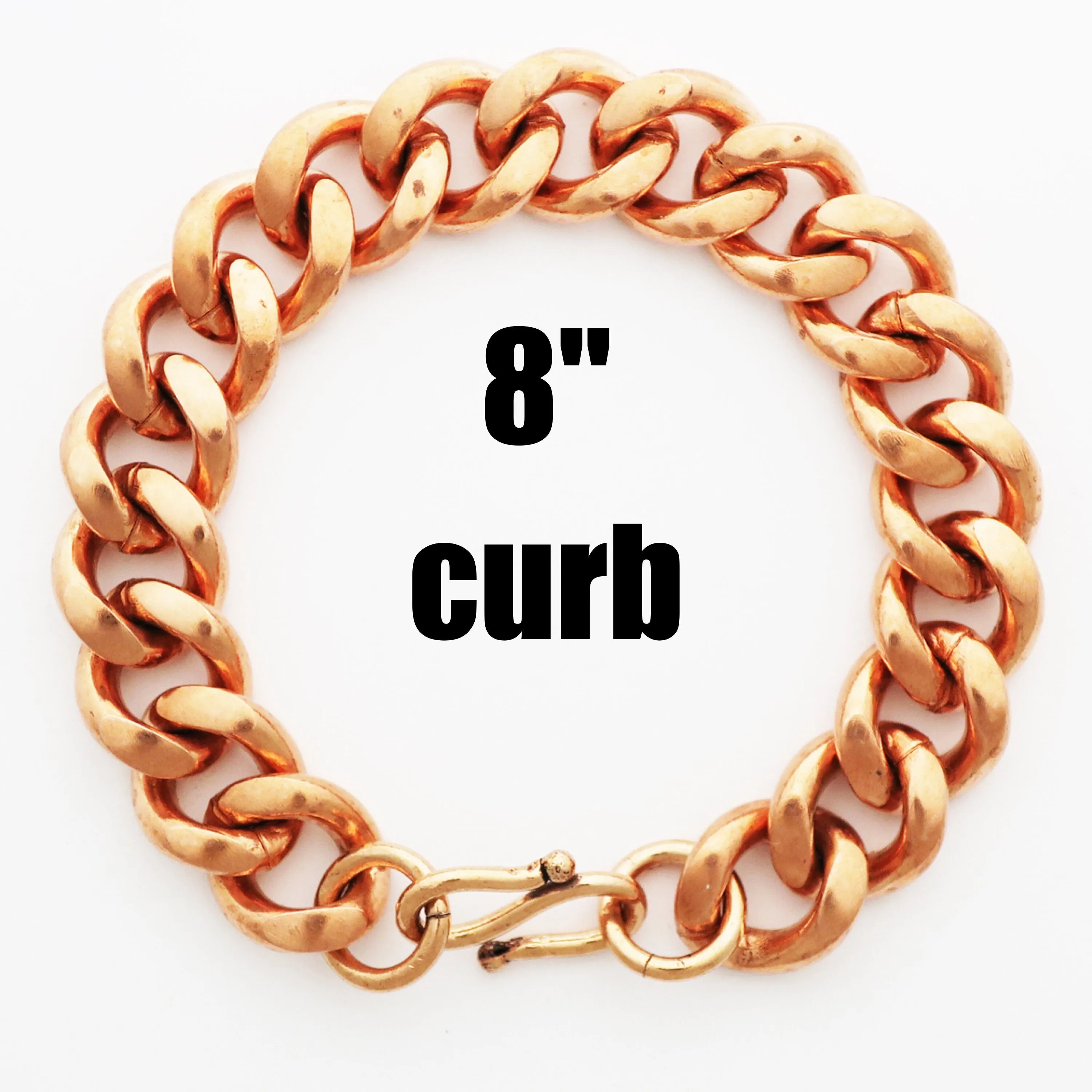 Solid Copper Bracelet Chain B79-8 Men's Bold 8 Heavy Duty Copper Cuban Curb Chain Bracelet