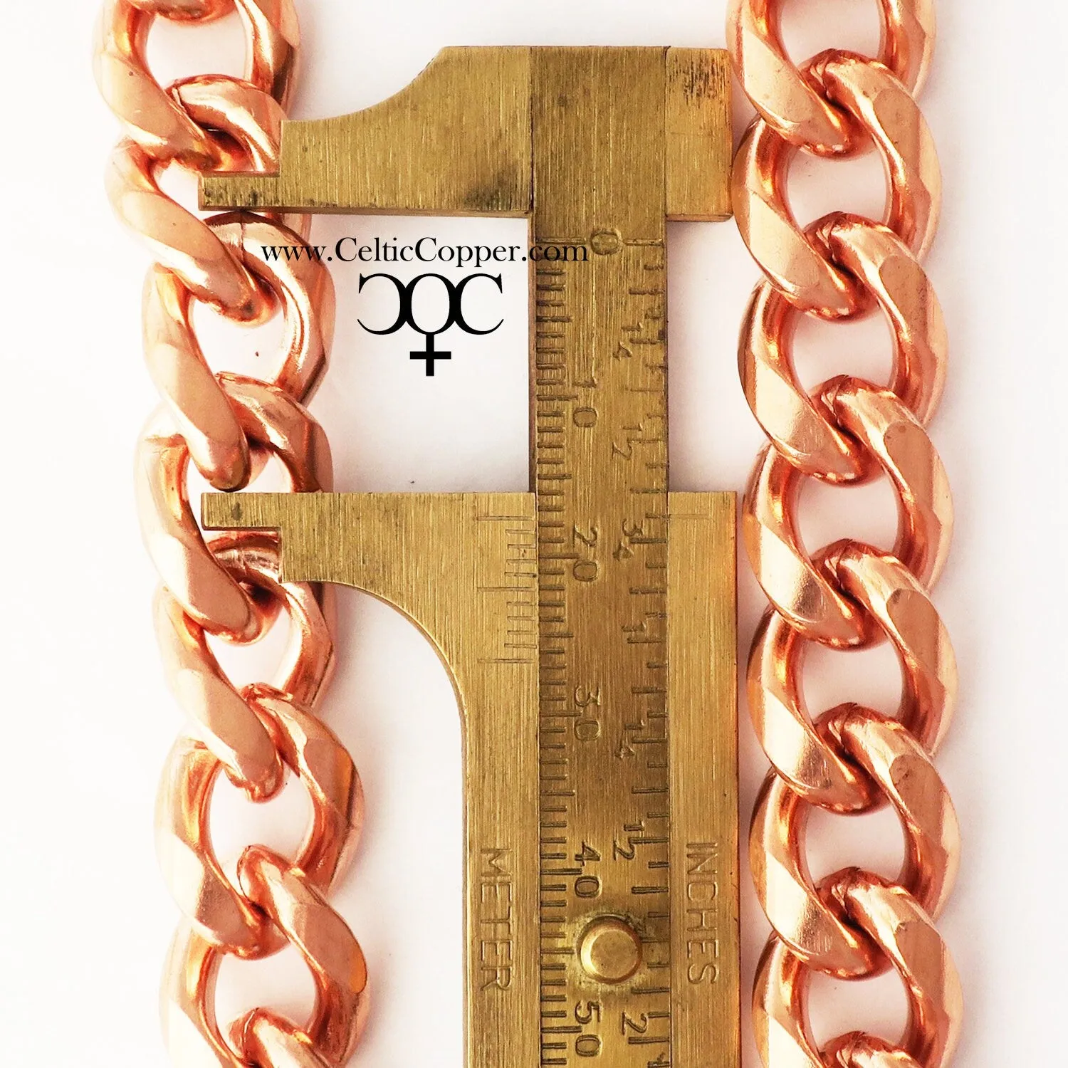 Solid Copper Bracelet Chain B79-8 Men's Bold 8 Heavy Duty Copper Cuban Curb Chain Bracelet