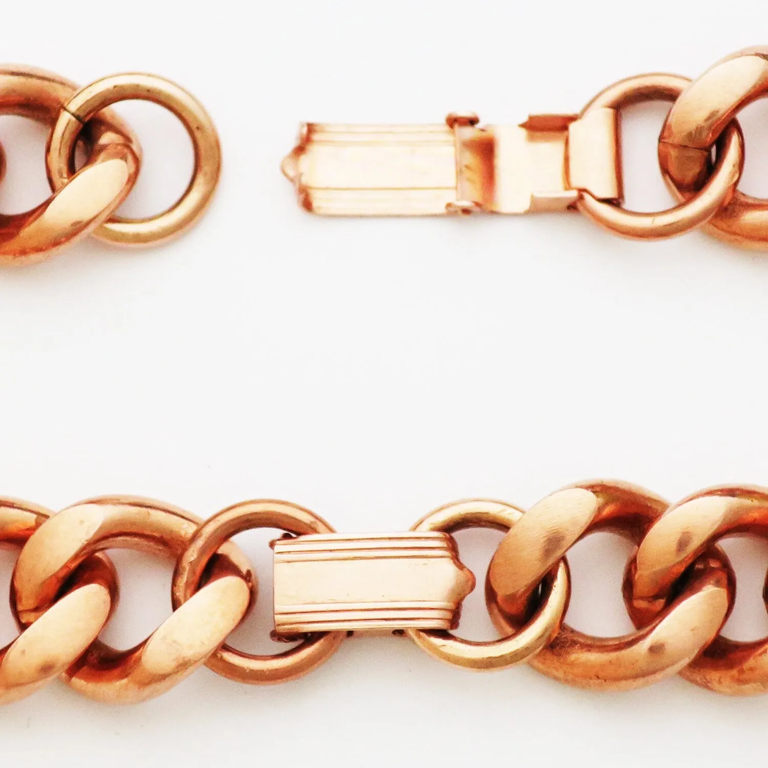 Solid Copper Bracelet Chain B79-8 Men's Bold 8 Heavy Duty Copper Cuban Curb Chain Bracelet