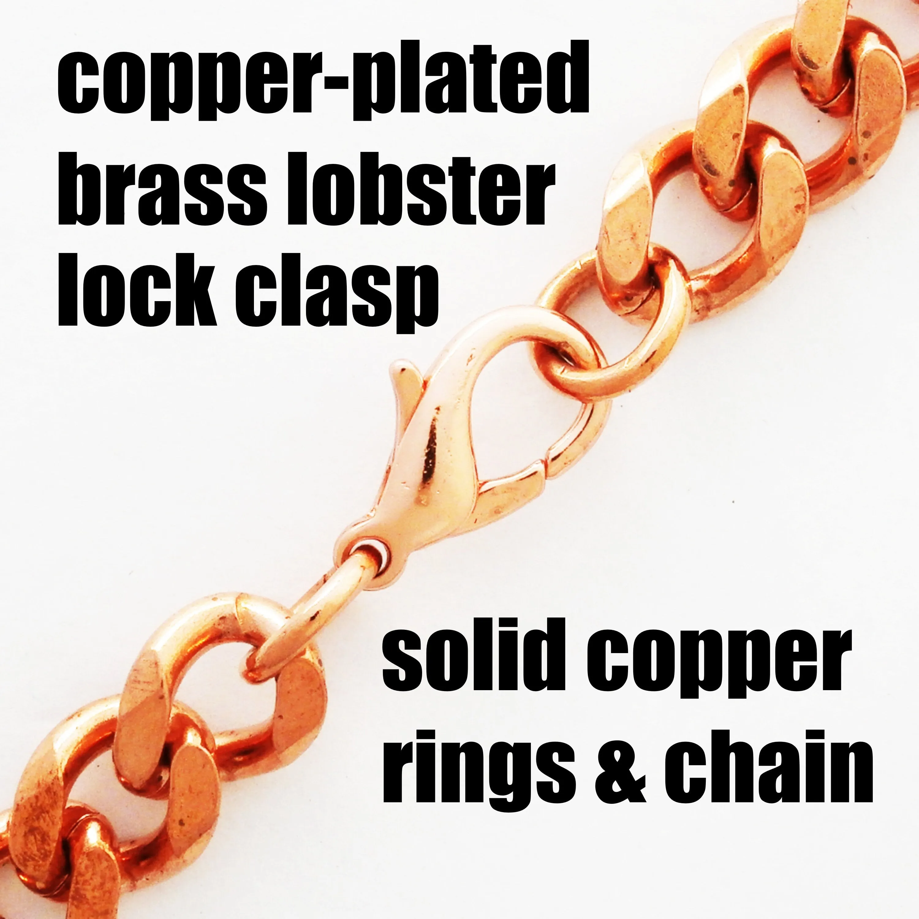 Solid Copper Bracelet Chain B79-8 Men's Bold 8 Heavy Duty Copper Cuban Curb Chain Bracelet