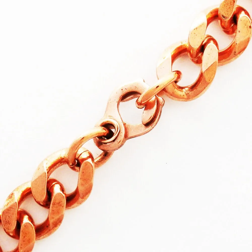 Solid Copper Bracelet Chain B79-8 Men's Bold 8 Heavy Duty Copper Cuban Curb Chain Bracelet