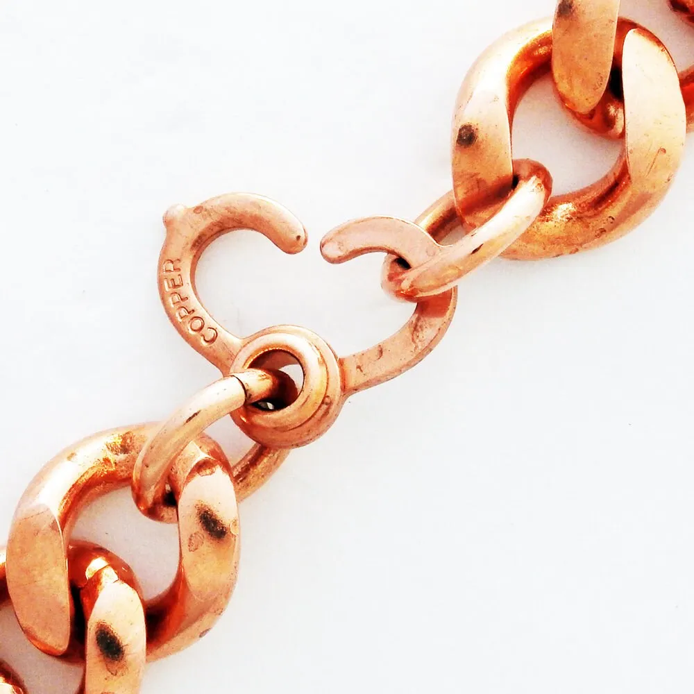 Solid Copper Bracelet Chain B79-8 Men's Bold 8 Heavy Duty Copper Cuban Curb Chain Bracelet