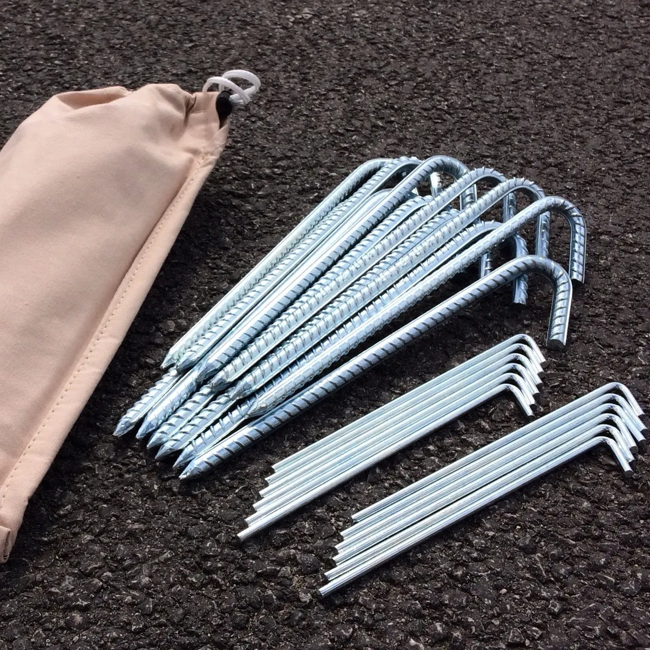 Spare Peg Set: 10 x Heavy Duty Ribbed Steel pegs