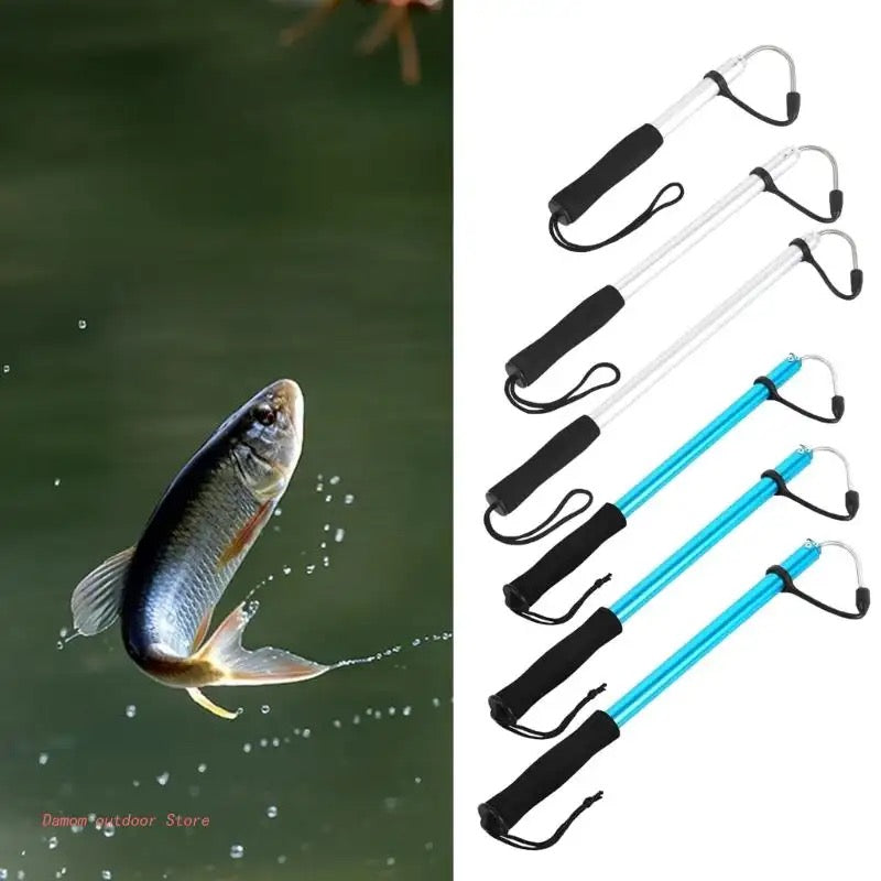 Telescopic Fish Gaff with Stainless Sea Fishing Spear Hook Tackle, Soft Handle