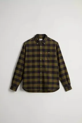 Traditional Flannel Shirt Dark Green Buffalo