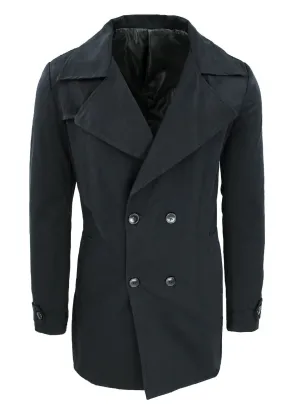 Trench Sartoriale uomo Nero Giacca Giubbotto foderato in cotone casual elegante