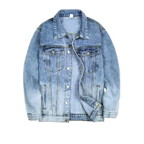 Trendy Gradient Color Denim Jacket