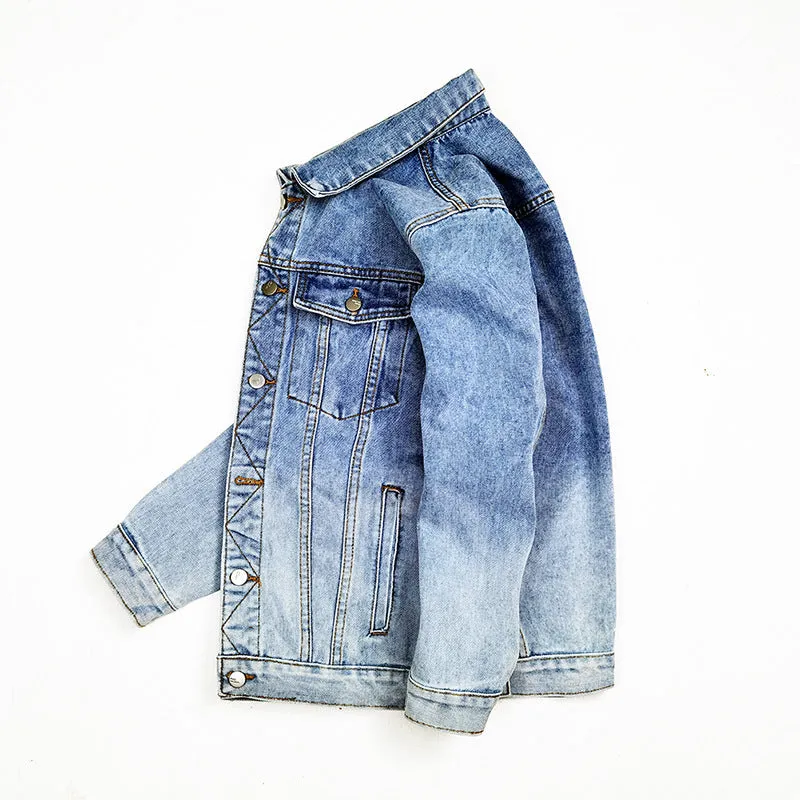 Trendy Gradient Color Denim Jacket