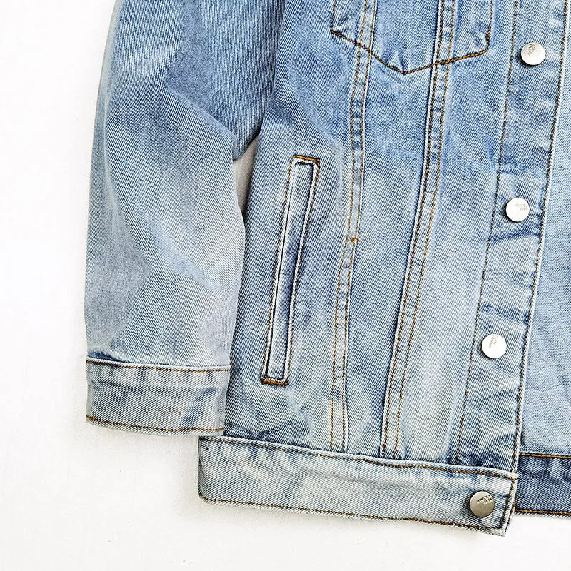 Trendy Gradient Color Denim Jacket