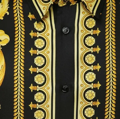 VERSACE  |Silk Street Style Long Sleeves Logo Luxury Shirts