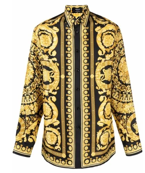 VERSACE  |Silk Street Style Long Sleeves Logo Luxury Shirts